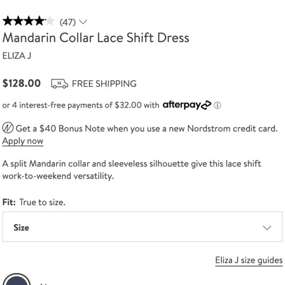 Eliza J Mandarin Collar Lace Shift Dress in Navy - Picture 8 of 9